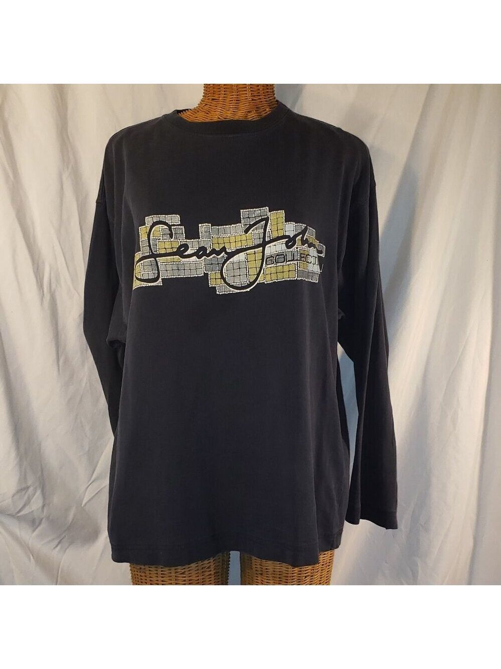 Sean John Long Sleeve T-Shirt - Mens Size L - Navy Blue
